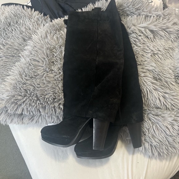 Ash Eden Fold over Black Suede Platform Tall Boots Size 40 - Picture 4 of 4